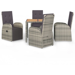 vidaXL Ensemble à manger de jardin 5 pcs coussins gris résine tressée pas cher