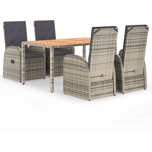 vidaXL Ensemble à manger de jardin 5 pcs coussins gris résine tressée pas cher
