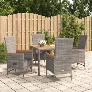 vidaXL Ensemble à manger de jardin 5 pcs coussins gris résine tressée pas cher