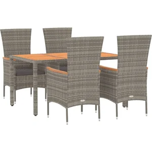 vidaXL Ensemble à manger de jardin 5 pcs coussins gris résine tressée pas cher