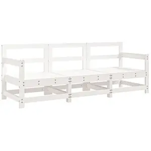 vidaXL Salon de jardin 3 pcs blanc bois massif de pin pas cher