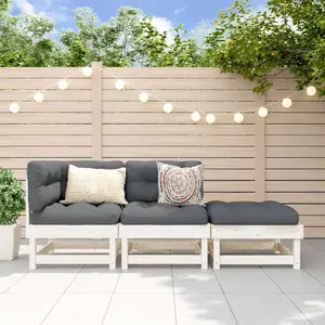 vidaXL Salon de jardin 3 pcs blanc bois massif de pin pas cher