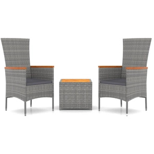 vidaXL Ensemble de salon de jardin 3 pcs gris poly rotin et acacia pas cher