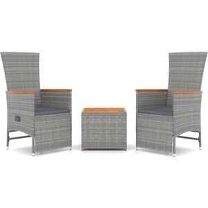 vidaXL Ensemble de salon de jardin 3 pcs gris poly rotin et acacia pas cher
