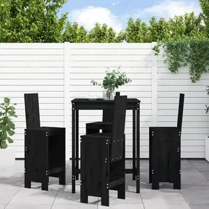 vidaXL Ensemble de bar de jardin 5 pcs noir bois de pin massif pas cher