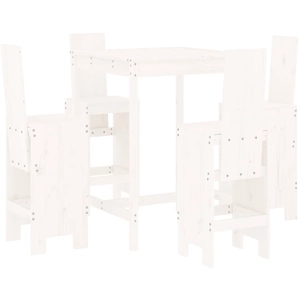 vidaXL Ensemble de bar de jardin 5 pcs blanc bois massif de pin pas cher