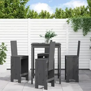 vidaXL Ensemble de bar de jardin 5 pcs gris bois de pin massif pas cher
