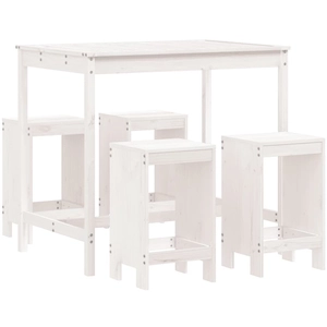 vidaXL Ensemble de bar de jardin 5 pcs blanc bois massif de pin pas cher