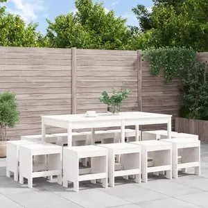 vidaXL Ensemble à manger de jardin 13 pcs blanc bois de pin massif pas cher