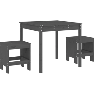 vidaXL Ensemble de bistrot de jardin 3 pcs gris bois de pin massif pas cher