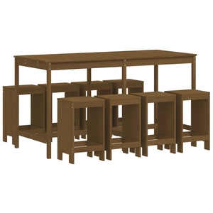 vidaXL Ensemble de bar de jardin 9 pcs marron miel bois de pin massif pas cher