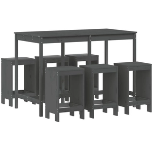 vidaXL Ensemble de bar de jardin 7 pcs gris bois de pin massif pas cher