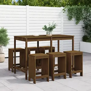 vidaXL Ensemble de bar de jardin 7 pcs marron miel bois de pin massif pas cher