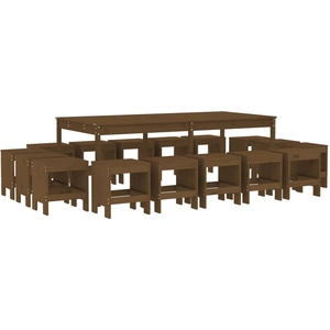 vidaXL Ensemble à manger de jardin 17 pcs marron miel bois pin massif pas cher