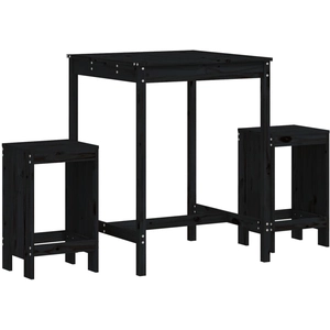 vidaXL Ensemble de bar de jardin 3 pcs noir bois de pin massif pas cher