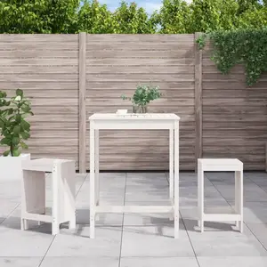 vidaXL Ensemble de bar de jardin 3 pcs blanc bois de pin massif pas cher