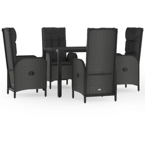 vidaXL Ensemble à manger de jardin coussins 5pcs Noir Résine tressée pas cher