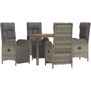 vidaXL Ensemble à manger de jardin 5 pcs coussins gris résine tressée pas cher