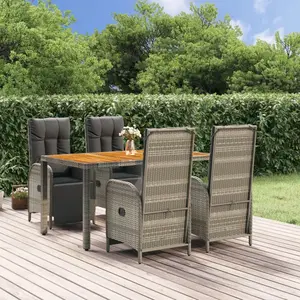 vidaXL Ensemble à manger de jardin 5 pcs coussins gris résine tressée pas cher