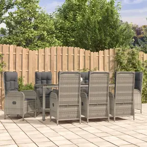 vidaXL Ensemble à manger de jardin 9 pcs coussins gris résine tressée