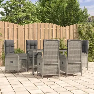 vidaXL Ensemble à manger jardin et coussins 7 pcs gris rotin pas cher