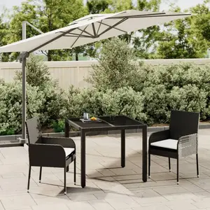 vidaXL Ensemble à manger de jardin avec coussins 3 pcs Noir pas cher