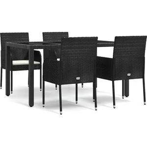 vidaXL Ensemble à manger de jardin coussins 5pcs Noir Résine tressée pas cher