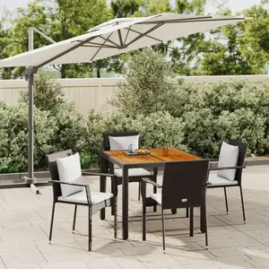 vidaXL Ensemble à manger de jardin coussins 5pcs Noir Résine tressée pas cher