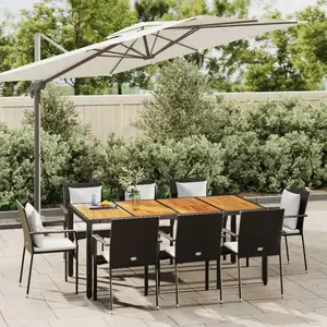 vidaXL Ensemble à manger jardin 9pcs et coussins noir résine tressée pas cher