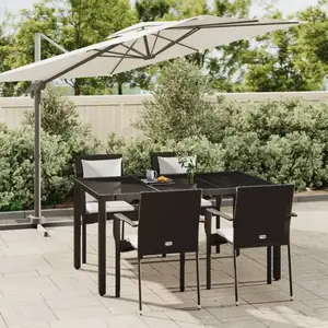 vidaXL Ensemble à manger de jardin coussins 5pcs Noir Résine tressée pas cher