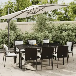 vidaXL Ensemble à manger jardin 9pcs et coussins noir résine tressée pas cher