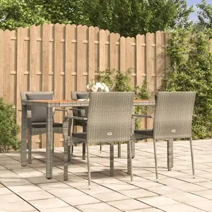 vidaXL Ensemble à manger de jardin 5 pcs coussins gris résine tressée pas cher