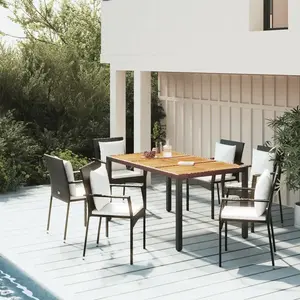 Comparateur de prix : vidaXL Ensemble à manger de jardin coussins 5pcs Noir Résine tressée