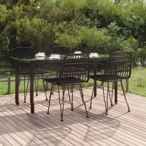 vidaXL Ensemble à manger de jardin 5 pcs Noir Résine tressée pas cher
