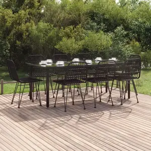 vidaXL Ensemble à manger de jardin 9 pcs Noir Résine tressée pas cher