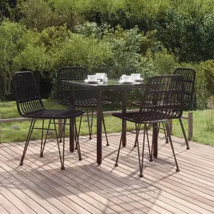 vidaXL Ensemble à manger de jardin 5 pcs Noir Résine tressée pas cher