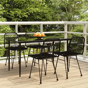 vidaXL Ensemble à manger de jardin 5 pcs Noir Résine tressée pas cher