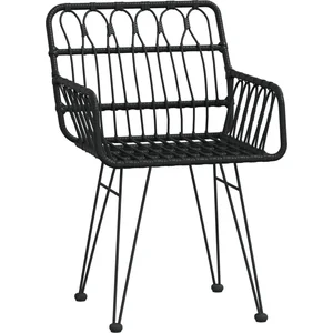 vidaXL Ensemble à manger de jardin 5 pcs Noir Résine tressée pas cher