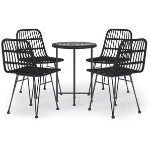 vidaXL Ensemble à manger de jardin 5 pcs Noir Résine tressée pas cher