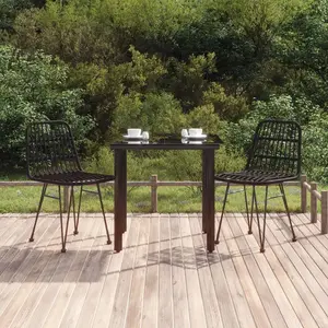 vidaXL Ensemble à manger de jardin 3 pcs Noir Résine tressée pas cher