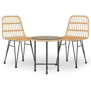vidaXL Ensemble à manger de jardin 3 pcs Résine tressée pas cher