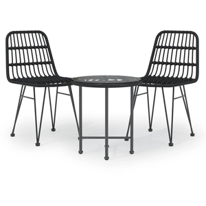 vidaXL Ensemble à manger de jardin 3 pcs Noir Résine tressée pas cher
