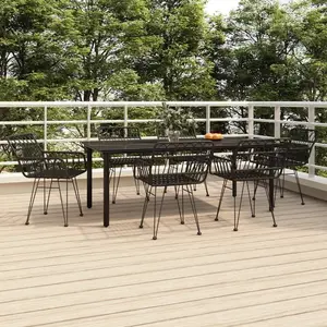 vidaXL Ensemble à manger de jardin 7 pcs Noir Résine tressée pas cher