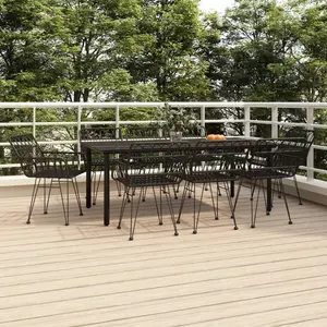 vidaXL Ensemble à manger de jardin 9 pcs Noir Résine tressée pas cher