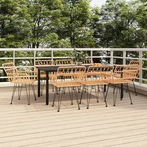 vidaXL Ensemble à manger de jardin 9 pcs Résine tressée pas cher