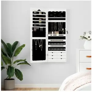 Comparateur de prix : vidaXL Armoire à bijoux avec miroir murale blanc 37,5x10x106 cm