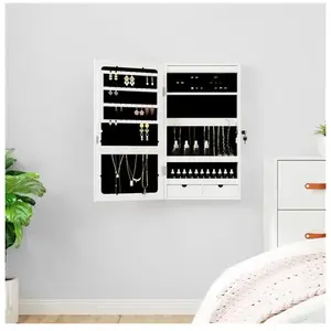 Comparateur de prix : vidaXL Armoire à bijoux avec miroir et éclairage LED mural blanc