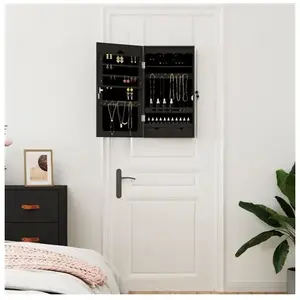 Comparateur de prix : vidaXL Armoire à bijoux avec miroir murale noir 37,5x10x67 cm
