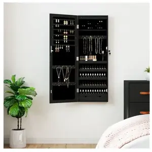 Comparateur de prix : vidaXL Armoire à bijoux avec miroir et éclairage LED mural noir
