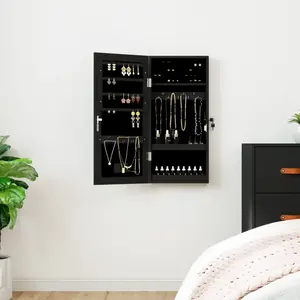 Comparateur de prix : vidaXL Armoire à bijoux avec miroir et éclairage LED mural noir